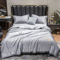 Axyaa Ice Silk Embroidered Quilt Set - Luxury European Style Cooling Blanket