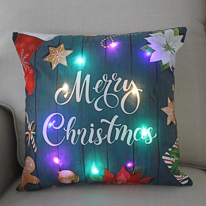 Axyaa LED Christmas Light Pillowcase 45cm - Super Soft Polyester Home Decor