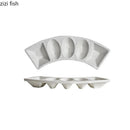 Axyaa Matte Stone Curved Plate: Patterned Ceramic Dessert Sushi Snack Molecular Cuisine Plate