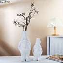 Axyaa Dwarf Shape Ceramic Vase for Flowers - Room Aesthetic Decor and Artificial Flower Arrangement