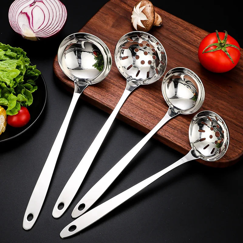 Axyaa Stainless Steel Long Handle Soup Spoon Colander for Hot Pot Kitchen Utensil