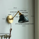Axyaa Brass Swing Arm LED Wall Light Fixture with Pull Chain Switch, Modern Clear Glass Bedside Lamp