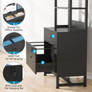 Axyaa 2 Drawer Vertical File Cabinet with Lock and Bookshelf, Modern Filing Printer Stand