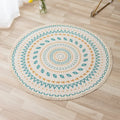 Axyaa Nordic Style Cotton Linen Round Carpets Boho Retro Handmade Floor Mats