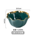 Axyaa 8-Inch Ceramic Vegetable Salad Bowl Fruit Plate Household Dessert Basin.