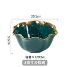 Axyaa 8-Inch Ceramic Vegetable Salad Bowl Fruit Plate Household Dessert Basin.