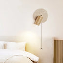 Axyaa Wood LED Wall Sconce Pull Chain Bedroom Rotate Nordic Modern Light