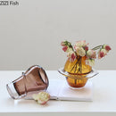 Amber Glass Vase Hydroponics Plant Pot | Axyaa Brand Room Aesthetic Floral Decor