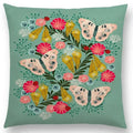 Axyaa Bird-Floral Teacup & Lepidoptera Cushion Cover for Decor & Sofa