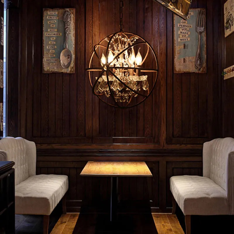 Axyaa Retro Loft Crystal Chandelier for Bar, Restaurant, and Living Room
