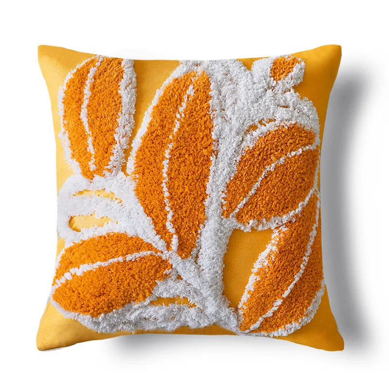Axyaa Soft Tufted Pompom Leaves Cushion Cover for Sofa Bed, 45x45cm