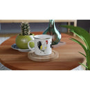 Axyaa Farm Chickens White Enamel Mug, 12oz Roosters Hens Coffee Cup