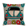Axyaa Retro Car Pattern Cushion Cover Linen Pillowcase 45*45cm