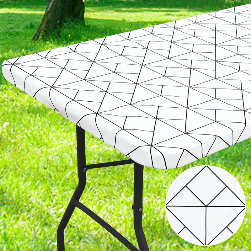 Axyaa 30x72inch Elastic Waterproof Rectangle Table Cover for Home Party & Outdoor