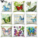 Axyaa Butterfly Print Cushion Cover 45x45cm - Farmhouse Stylish Home Decor Pillow Cover