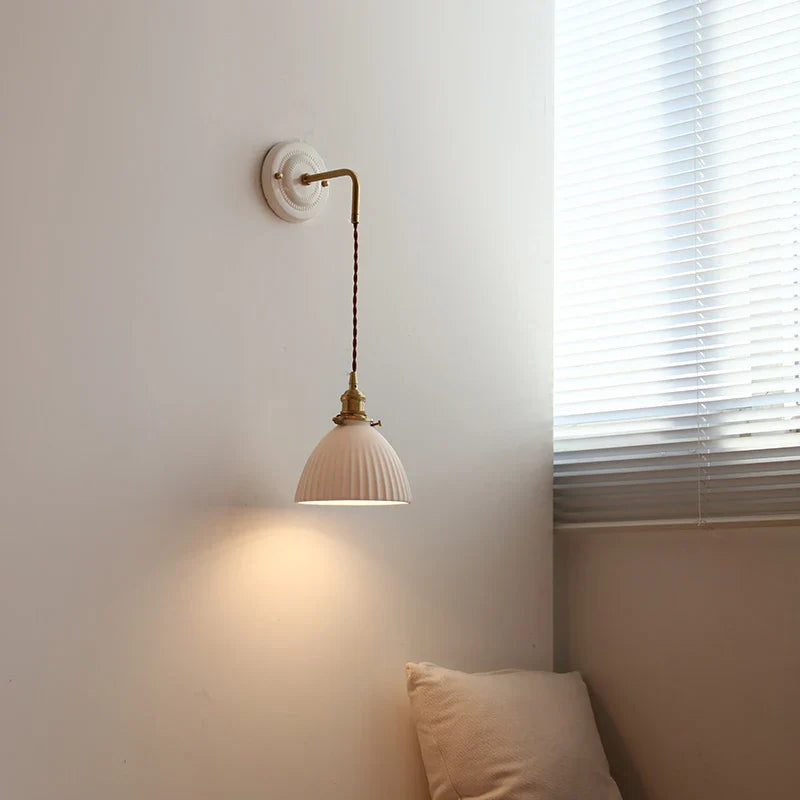 Axyaa Ceramic LED Wall Sconce with Adjustable Copper Arm