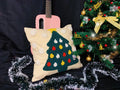 Axyaa Christmas Tree Circle Velvet Embroidery Linen Pillow Cover