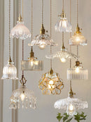 Axyaa Vintage Clear Glass Brass Pendant Light for Kitchen Dining Bedroom
