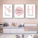Axyaa Personalized Sisters Floral Canvas Wall Art for Nursery Decoration