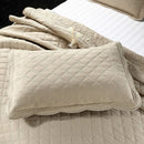 Axyaa Oversize Queen Floral Embroidered Quilt Set 3-Piece Reversible Diamond Pattern