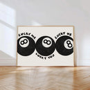 Axyaa Retro 8 Ball Wall Art - Fashionable Black and White Print for Home and Bar Decor