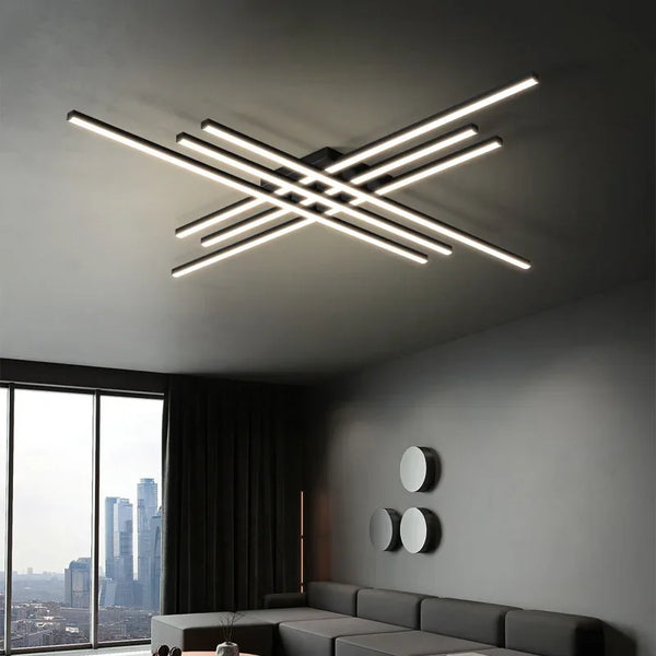 Axyaa Modern Black Chandelier LED Ceiling Strip Lights for Living Room