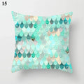 Axyaa Mint Green Blue Geometric Cushion Cover Modern Home Decor