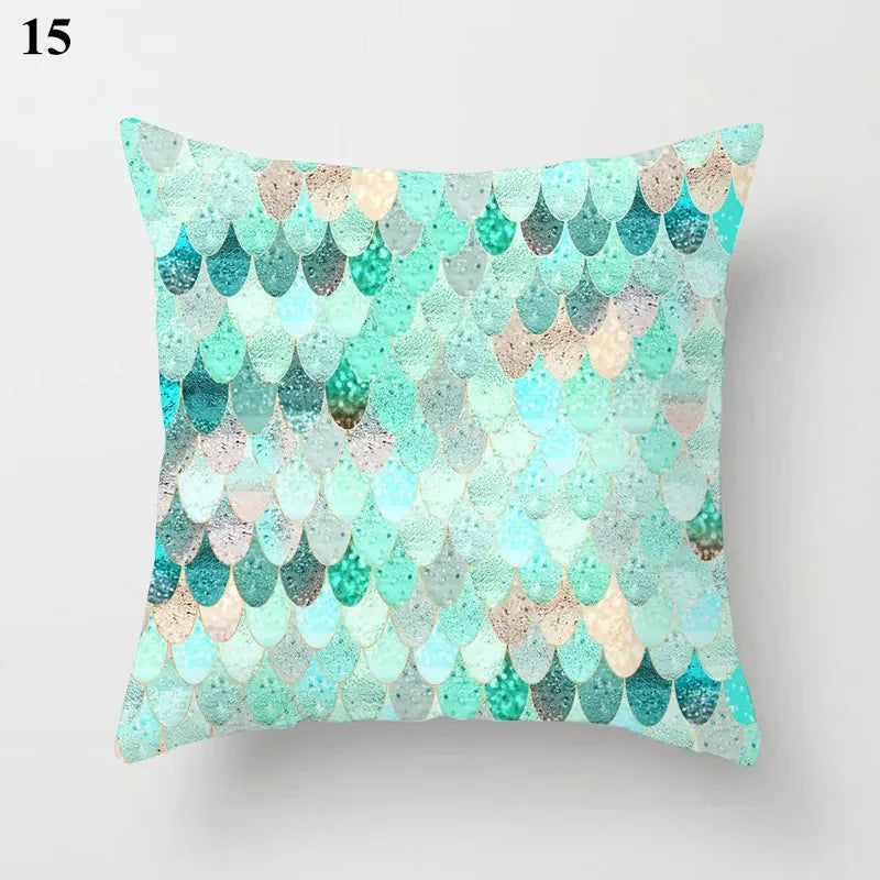 Axyaa Mint Green Blue Geometric Cushion Cover Modern Home Decor