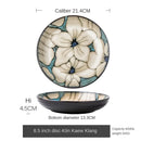 Axyaa Ceramic Deep Plate Hand-Painted Salad Plate Set Old-Fashioned Tableware