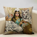 Axyaa Vintage African Indian Sexy Girl Women Oil Painting Cushion Cover