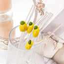 Axyaa Glass Straws - Lemon Shaped Eco-Friendly Smoothie Cocktail Bar Accessories