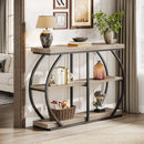 Axyaa Industrial 3-Tier Console Table with Metal Frame and Storage Shelves