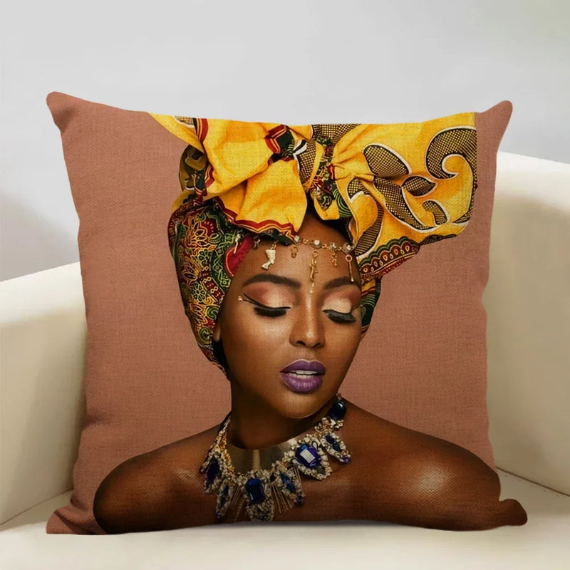Axyaa African Lady Sofa Pillow Cover: Stylish Decor for Bedroom, Hotel, Cafe