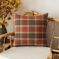 Axyaa Plaid Autumn Pillow Cover 18X18inch Brown Yellow Rustic Red Sofa Chair