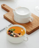 Axyaa Double Ear Ceramic Breakfast Bowl Soup Cup Dessert Cup