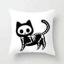 Skull Cat Black Pillowcase 45x45cm Home Decor for Sofa & Car - Axyaa