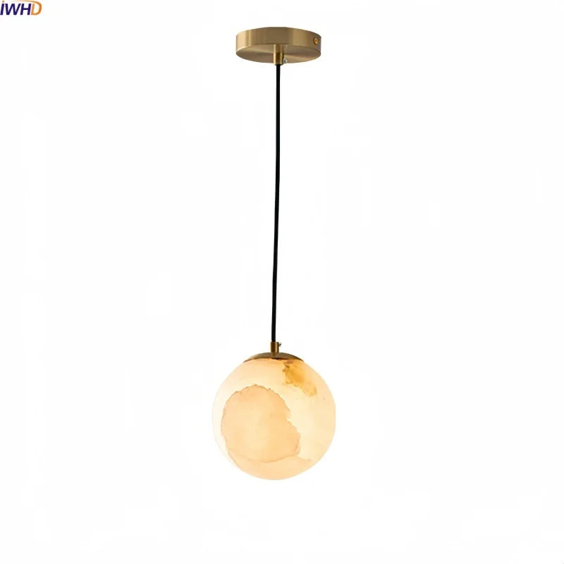 Axyaa Cloud Stone LED Pendant Light - Gold/Copper Round Lampshade - Modern Hanglamp