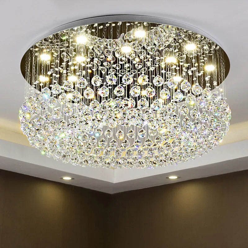Axyaa Luxury K9 Crystal LED Chandelier - Modern Round Ceiling Light for Home Decor, Living Dining Room, Bedroom & Lobby
