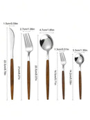 Axyaa Stainless Steel Cutlery Set with Portuguese Wood Grain Handle