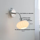 Axyaa White Glass LED Wall Light - Nordic Modern Adjustable Arm Bedside Lamp