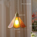 Axyaa Vintage LED Pendant Light with Wood, Copper & Glass Lampshade