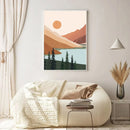 Boho Sun Nature Landscape Canvas Art Print for Home Decor by Axyaa