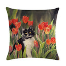 Axyaa Cute Cat Pet Pattern Pillow Cover Linen Throw Pillow 45*45cm