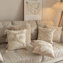Axyaa Beige Jacquard Embroidery Tassel Pillowcase - Luxury Living Room Cushion Cover