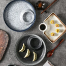 Axyaa Ceramic Dumpling Plate with Vinegar, Round Grid, Household Cold Dish