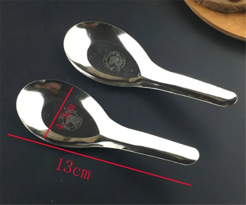 Axya Stainless Steel Soup Spoons Set Flat Bottomed Tablespoon Kitchen Tools