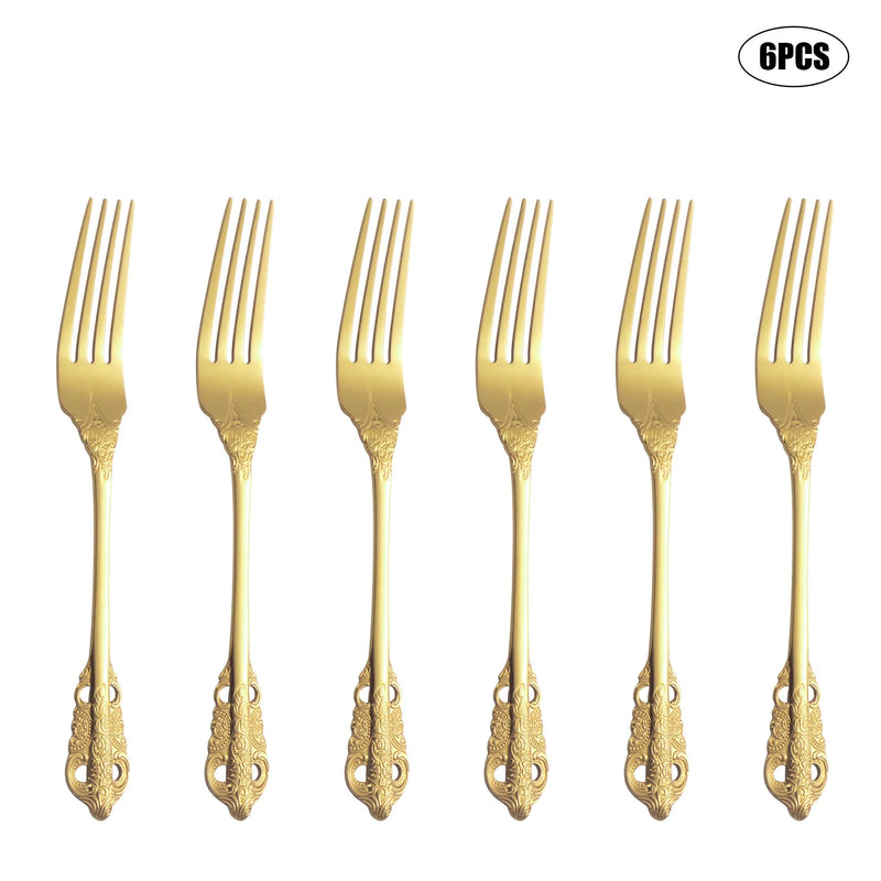 Axyaa Palace Series Stainless Steel Gold Tableware Set for Home, Hotel, Restaurant