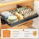 Axyaa Pull Out Cabinet Organizer Dishes Draining Rack Basket - Kitchen Storage Solution