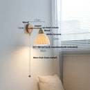 Axyaa Wood Canopy LED Wall Lights Amber Glass Sconce Nordic Modern Bedside Lamp