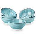 Axyaa 6-Piece Ceramic Bowl Set, Handpainted Stoneware Dinnerware with Spirals